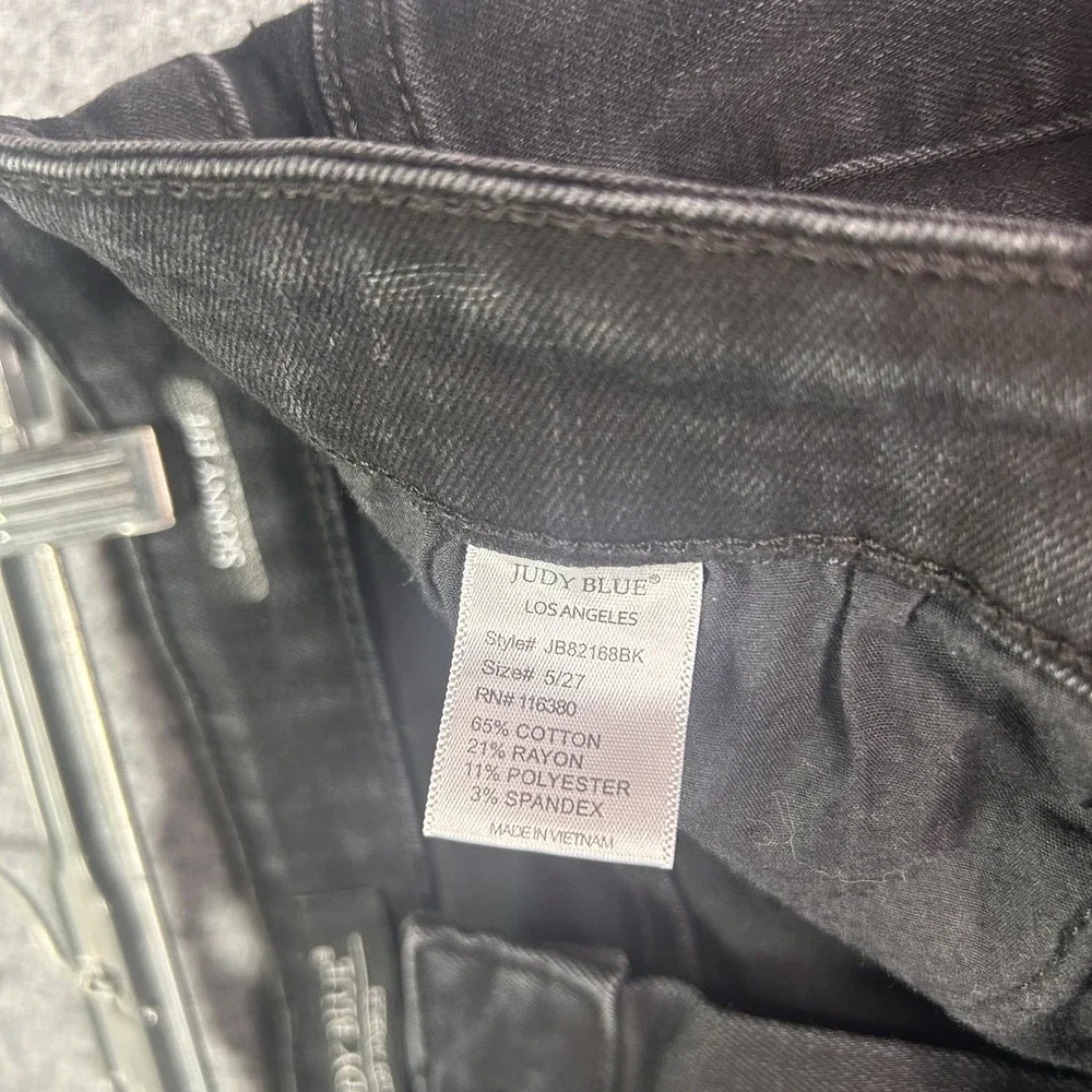 Judy Blue Skinny Fit Jeans Womens Size 5/27‎ Black Raw Hem